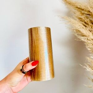 NEW ANTHROPOLOGIE Gold Glitter Sparkle Stripe 6” Pillar Candle Unscented Wax